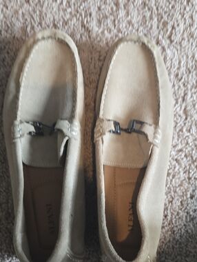 Alfani Women's Beige Suede Slip-On Loafers with Metal Bit